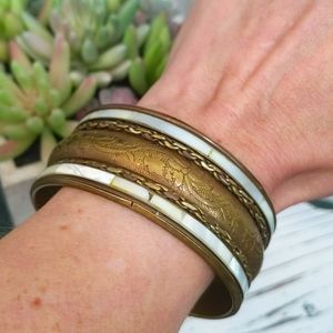 EUC Gold and Mother of Pearl Bangle Bracelet
